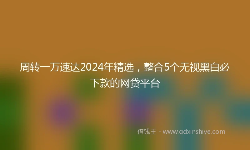 周转一万速达2024年精选，整合5个无视黑白必下款的网贷平台