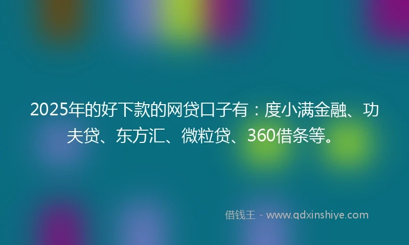 2025年的好下款的网贷口子有：度小满金融、功夫贷、东方汇、微粒贷、360借条等。