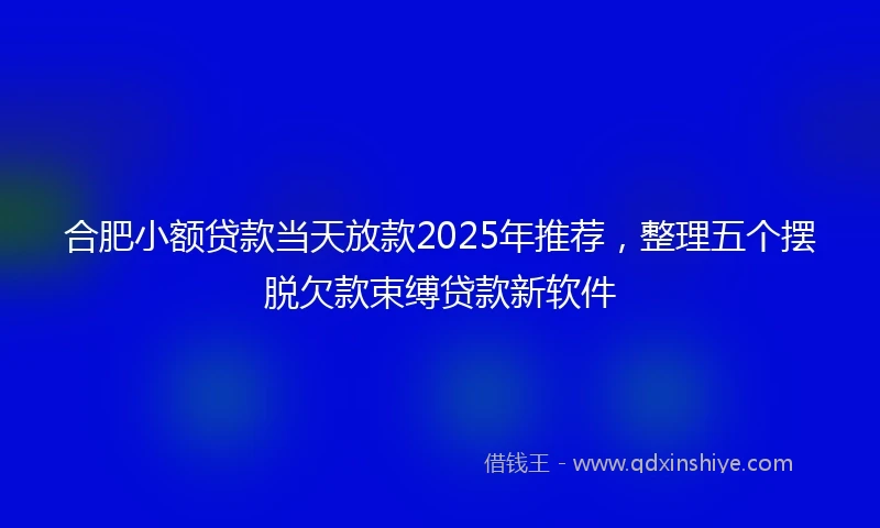 合肥小额贷款当天放款2025年推荐，整理五个摆脱欠款束缚贷款新软件