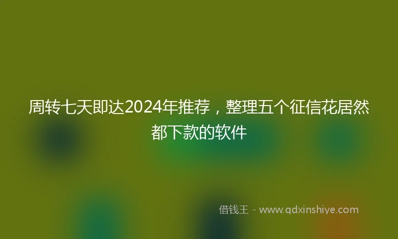周转七天即达2024年推荐，整理五个征信花居然都下款的软件