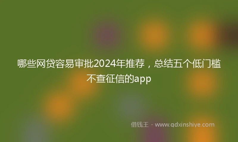 哪些网贷容易审批2024年推荐，总结五个低门槛不查征信的app