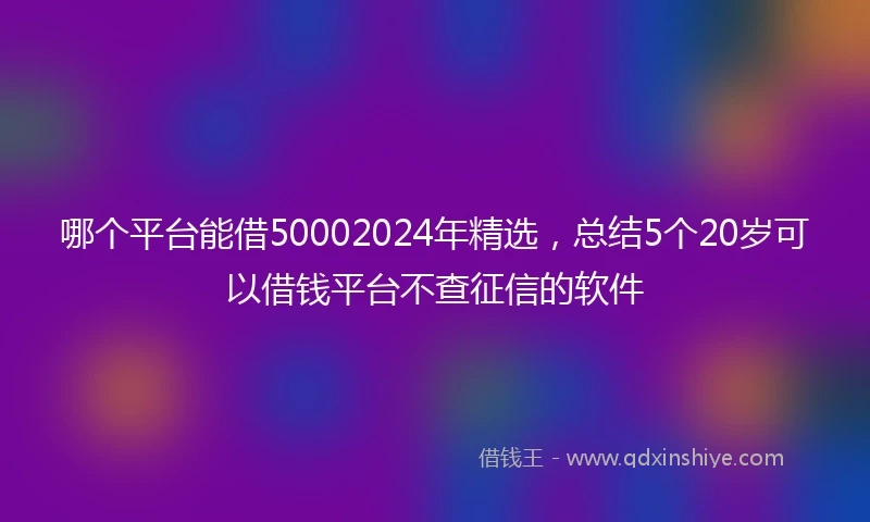 哪个平台能借50002024年精选，总结5个20岁可以借钱平台不查征信的软件