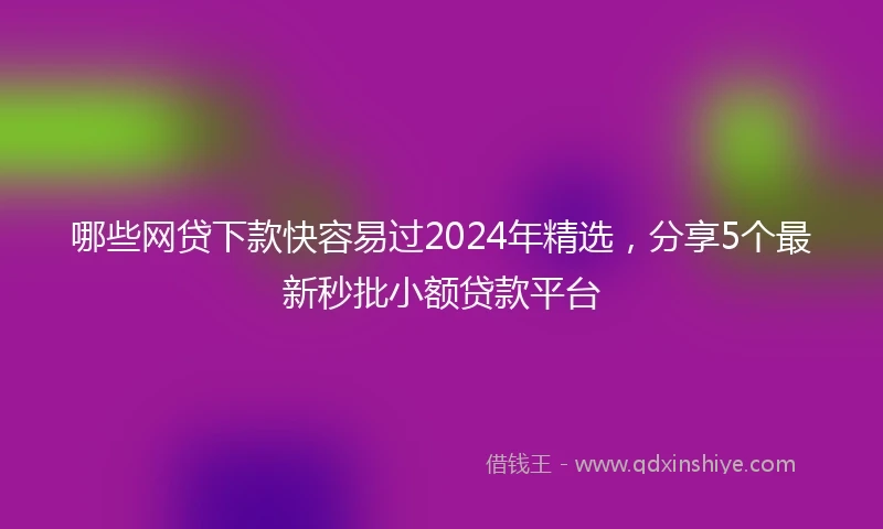 哪些网贷下款快容易过2024年精选，分享5个最新秒批小额贷款平台