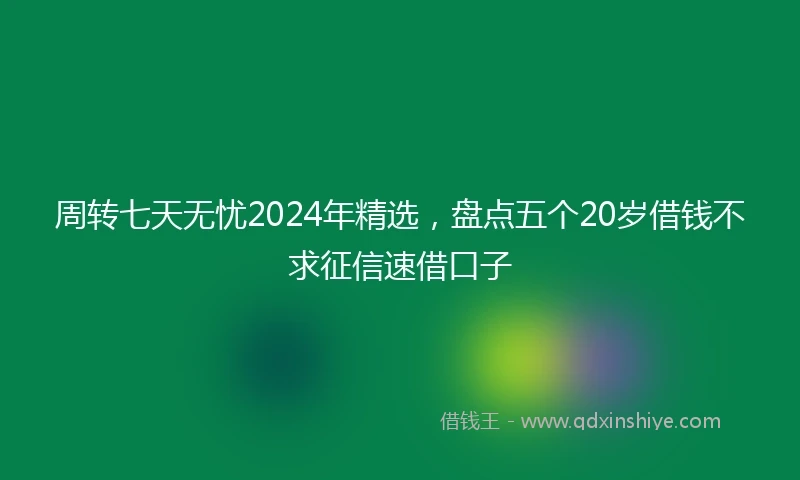 周转七天无忧2024年精选，盘点五个20岁借钱不求征信速借口子