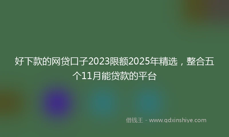 好下款的网贷口子2023限额2025年精选，整合五个11月能贷款的平台
