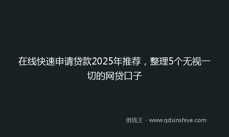 在线快速申请贷款2025年推荐，整理5个无视一切的网贷口子