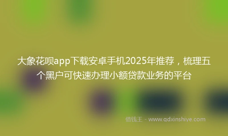 大象花呗app下载安卓手机2025年推荐，梳理五个黑户可快速办理小额贷款业务的平台