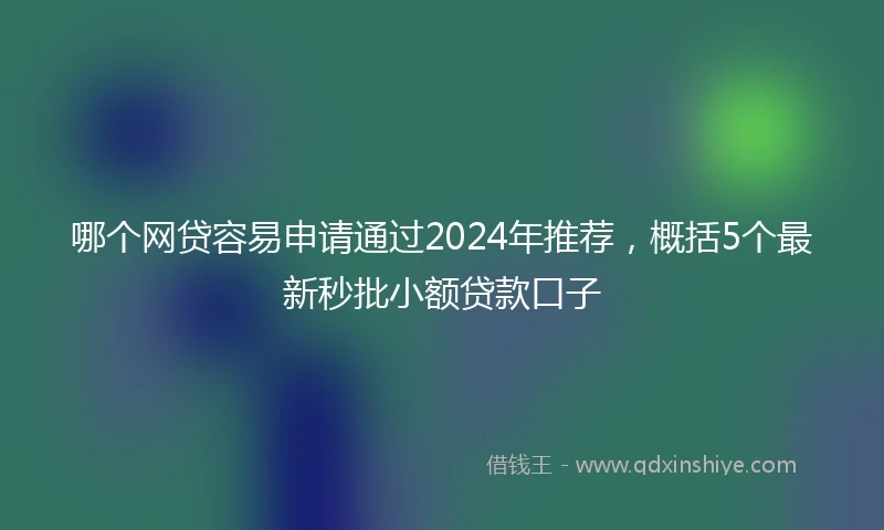 哪个网贷容易申请通过2024年推荐,概括5个最新秒批小额贷款口子