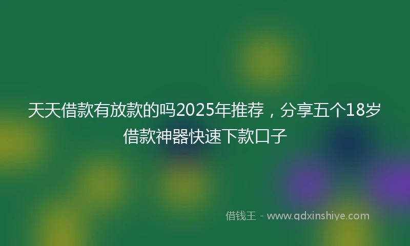 天天借款有放款的吗2025年推荐，分享五个18岁借款神器快速下款口子