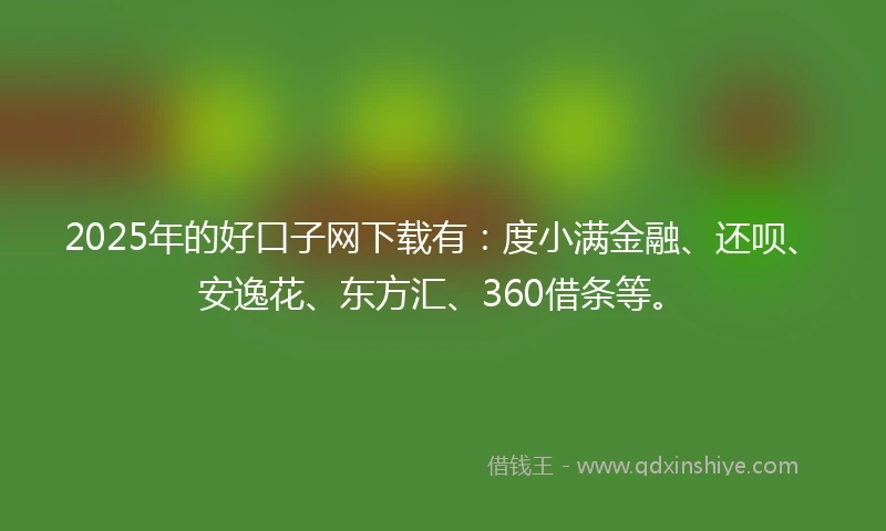 2025年的好口子网下载有：度小满金融、还呗、安逸花、东方汇、360借条等。