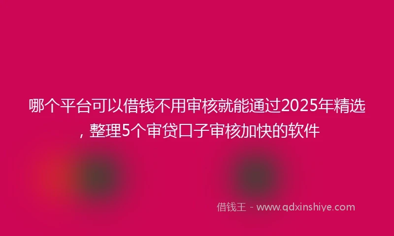 哪个平台可以借钱不用审核就能通过2025年精选，整理5个审贷口子审核加快的软件