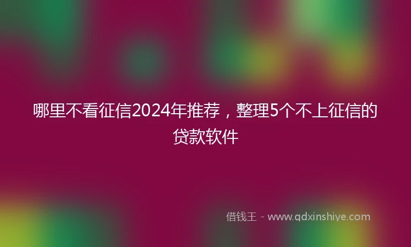 哪里不看征信2024年推荐，整理5个不上征信的贷款软件