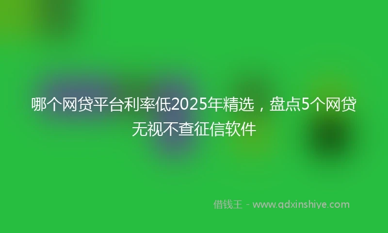 哪个网贷平台利率低2025年精选，盘点5个网贷无视不查征信软件