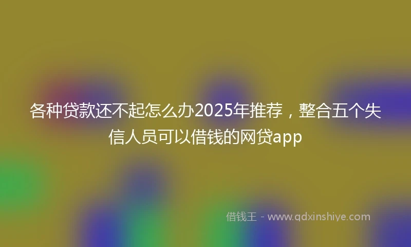 各种贷款还不起怎么办2025年推荐，整合五个失信人员可以借钱的网贷app