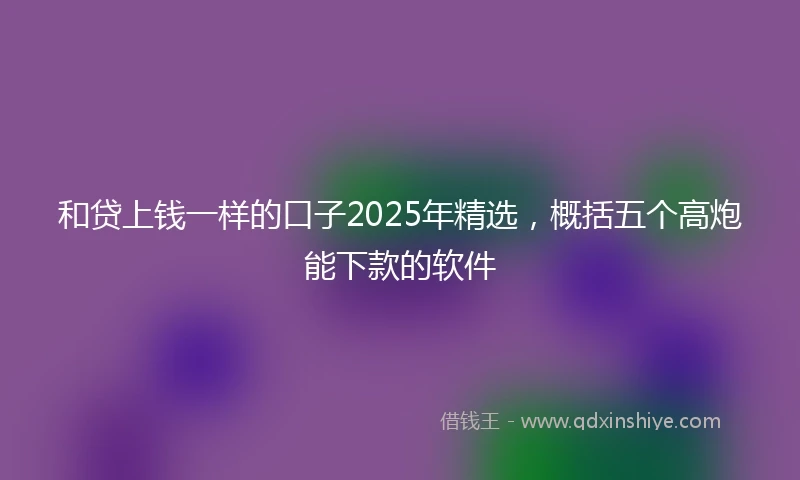 和贷上钱一样的口子2025年精选，概括五个高炮能下款的软件