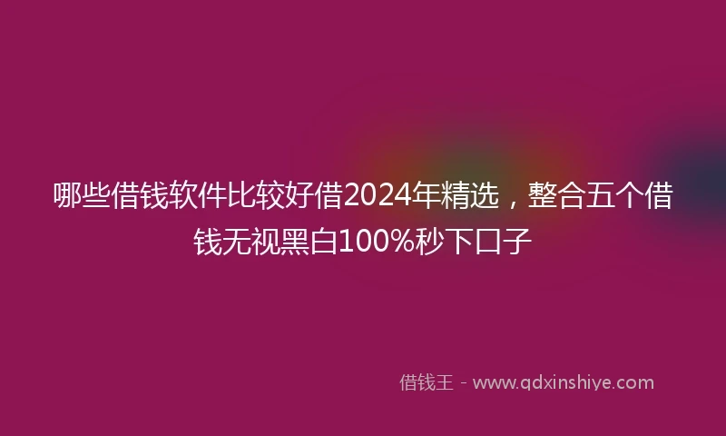 哪些借钱软件比较好借2024年精选，整合五个借钱无视黑白100%秒下口子