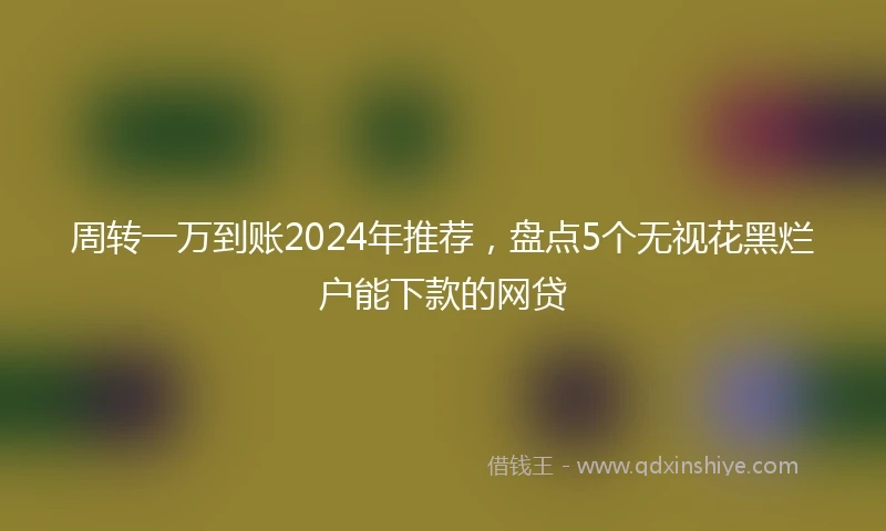 周转一万到账2024年推荐，盘点5个无视花黑烂户能下款的网贷