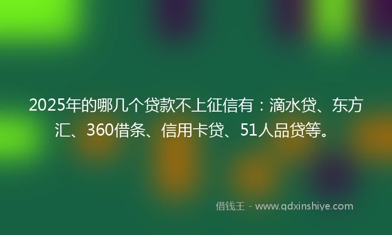 2025年的哪几个贷款不上征信有：滴水贷、东方汇、360借条、信用卡贷、51人品贷等。