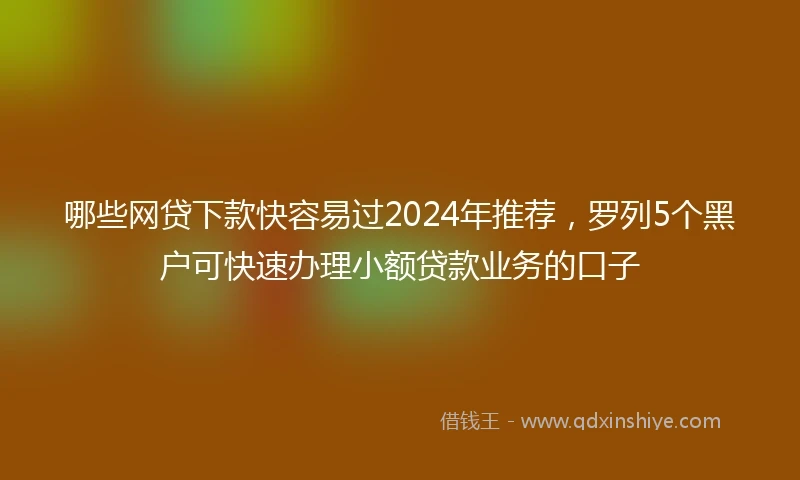 哪些网贷下款快容易过2024年推荐，罗列5个黑户可快速办理小额贷款业务的口子