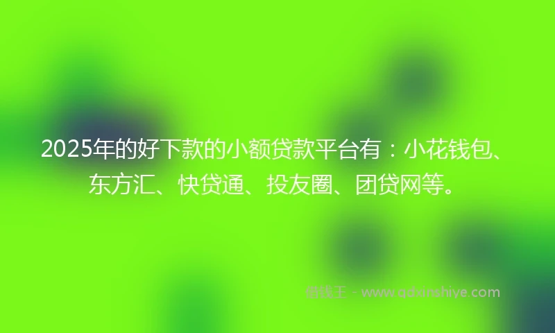 2025年的好下款的小额贷款平台有：小花钱包、东方汇、快贷通、投友圈、团贷网等。