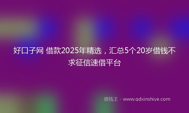 好口子网 借款2025年精选，汇总5个20岁借钱不求征信速借平台