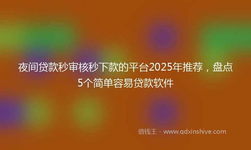 夜间贷款秒审核秒下款的平台2025年推荐，盘点5个简单容易贷款软件