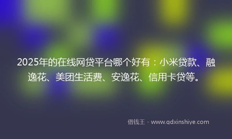 2025年的在线网贷平台哪个好有：小米贷款、融逸花、美团生活费、安逸花、信用卡贷等。