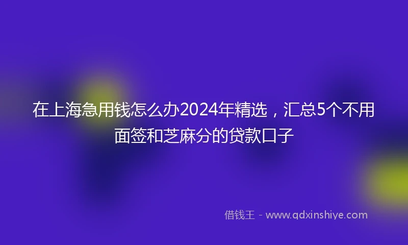 在上海急用钱怎么办2024年精选，汇总5个不用面签和芝麻分的贷款口子