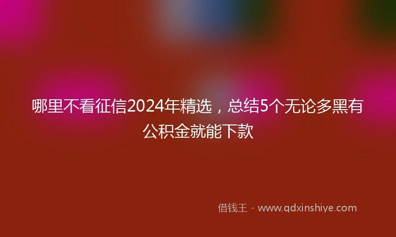哪里不看征信2024年精选，总结5个无论多黑有公积金就能下款