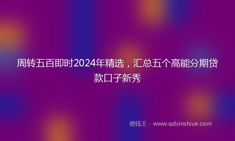 周转五百即时2024年精选，汇总五个高能分期贷款口子新秀