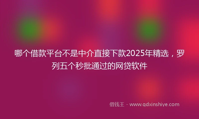 哪个借款平台不是中介直接下款2025年精选，罗列五个秒批通过的网贷软件