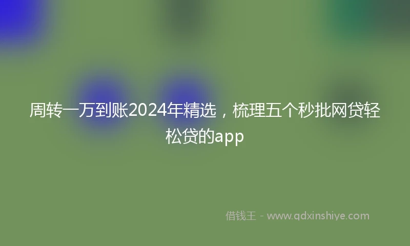 周转一万到账2024年精选，梳理五个秒批网贷轻松贷的app