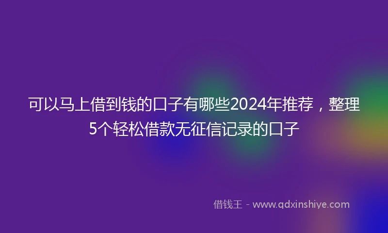 可以马上借到钱的口子有哪些2024年推荐，整理5个轻松借款无征信记录的口子
