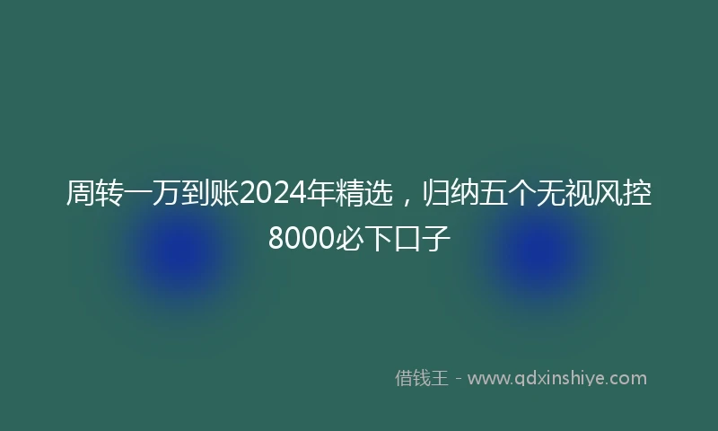 周转一万到账2024年精选，归纳五个无视风控8000必下口子