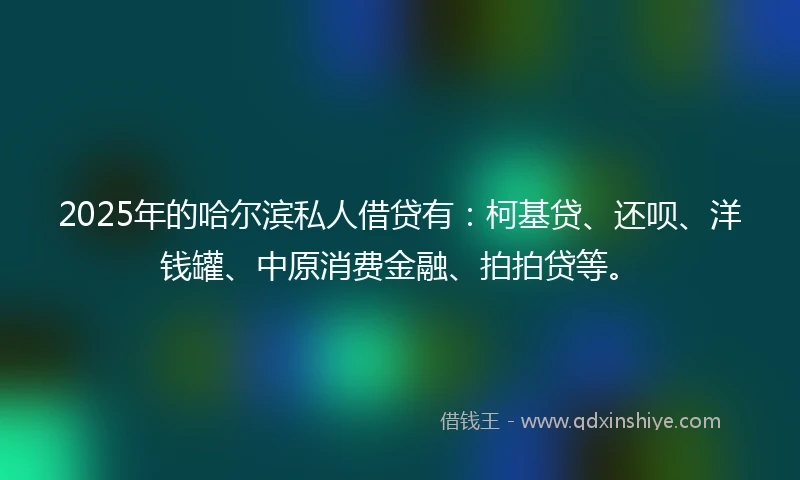 2025年的哈尔滨私人借贷有：柯基贷、还呗、洋钱罐、中原消费金融、拍拍贷等。