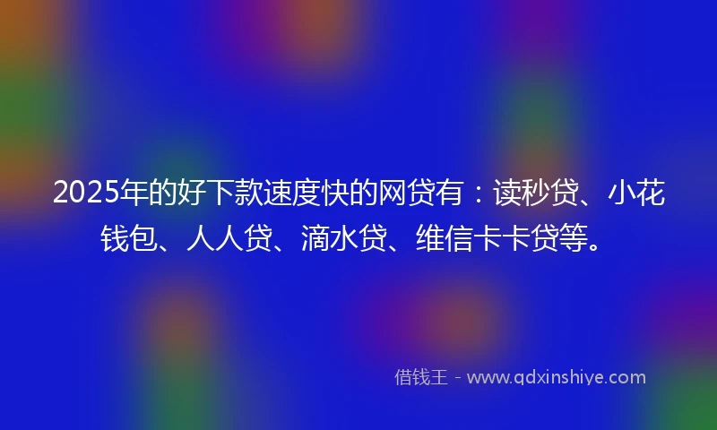 2025年的好下款速度快的网贷有：读秒贷、小花钱包、人人贷、滴水贷、维信卡卡贷等。