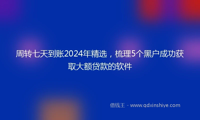周转七天到账2024年精选，梳理5个黑户成功获取大额贷款的软件