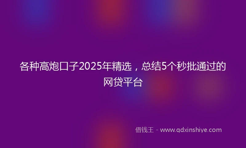 各种高炮口子2025年精选，总结5个秒批通过的网贷平台