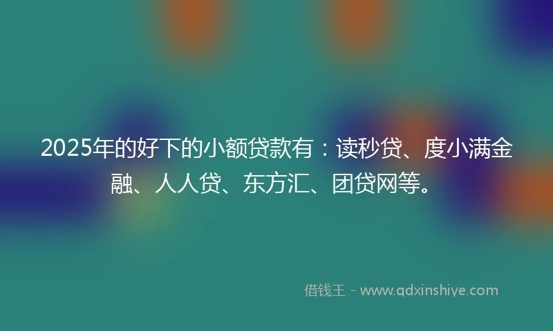 2025年的好下的小额贷款有：读秒贷、度小满金融、人人贷、东方汇、团贷网等。
