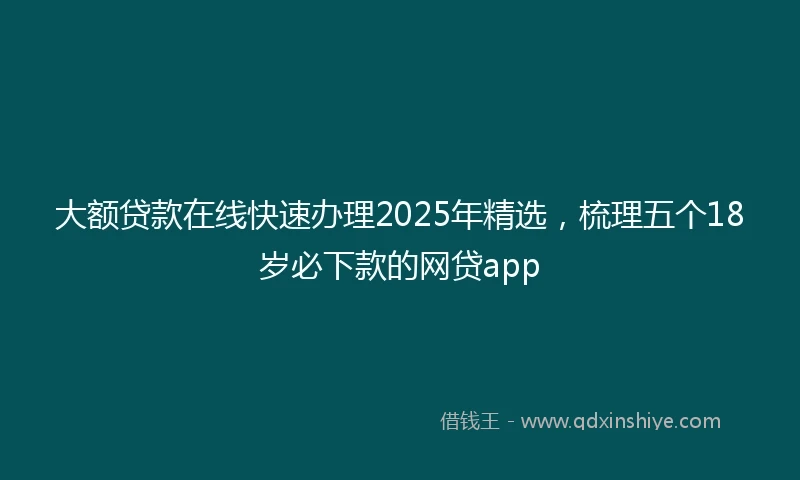 大额贷款在线快速办理2025年精选，梳理五个18岁必下款的网贷app