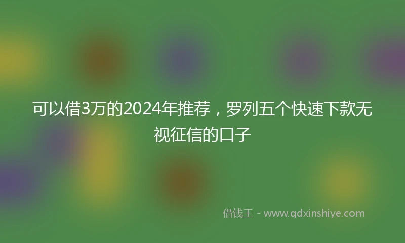 可以借3万的2024年推荐，罗列五个快速下款无视征信的口子