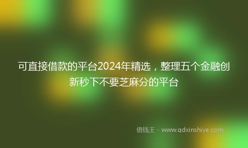 可直接借款的平台2024年精选，整理五个金融创新秒下不要芝麻分的平台