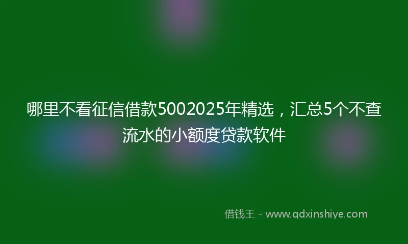 哪里不看征信借款5002025年精选，汇总5个不查流水的小额度贷款软件