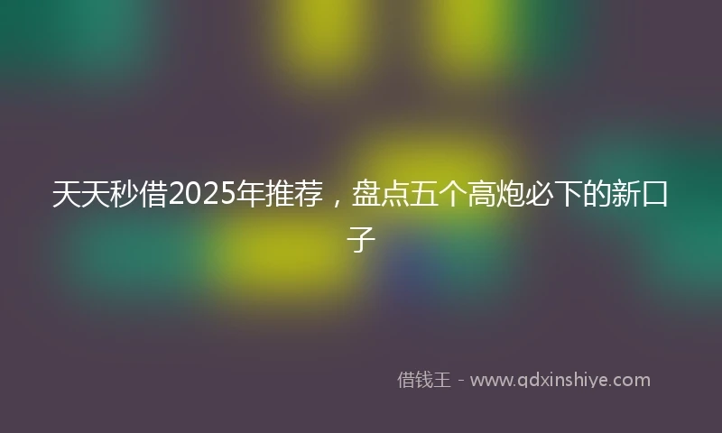 天天秒借2025年推荐，盘点五个高炮必下的新口子
