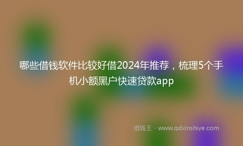 哪些借钱软件比较好借2024年推荐，梳理5个手机小额黑户快速贷款app