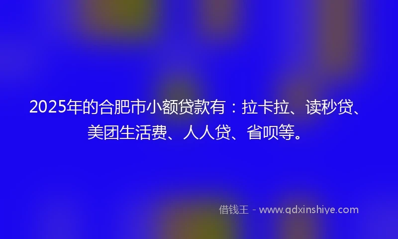 2025年的合肥市小额贷款有：拉卡拉、读秒贷、美团生活费、人人贷、省呗等。