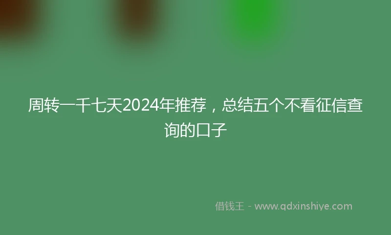 周转一千七天2024年推荐，总结五个不看征信查询的口子