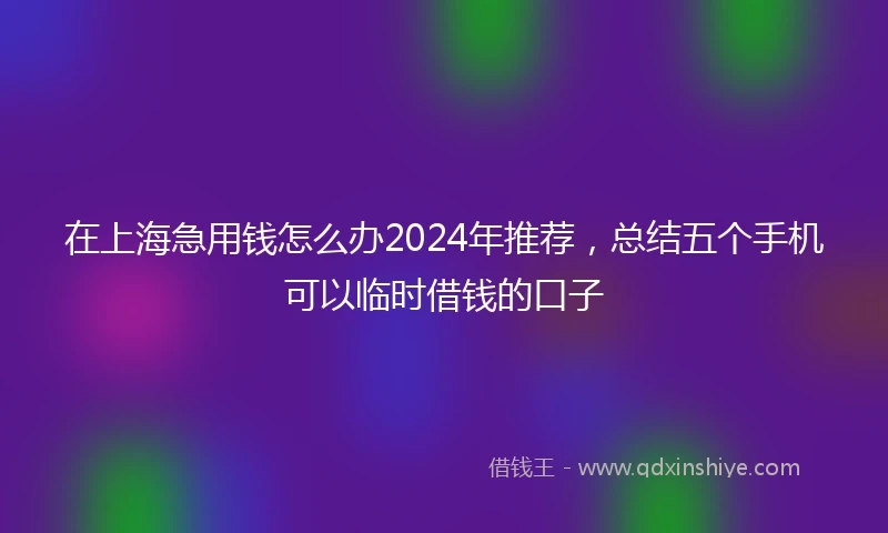 在上海急用钱怎么办2024年推荐，总结五个手机可以临时借钱的口子