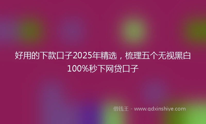 好用的下款口子2025年精选，梳理五个无视黑白100%秒下网贷口子