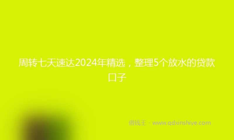 周转七天速达2024年精选，整理5个放水的贷款口子